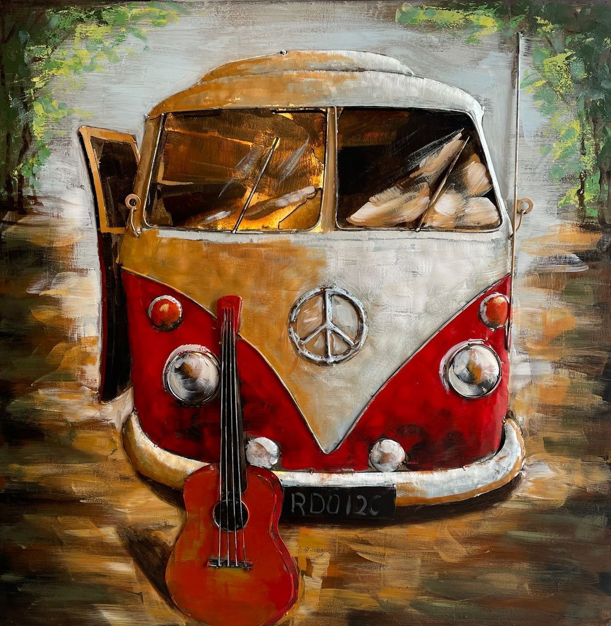 Cadre métal 3D Bus et guitare  Au Logis Ameublements