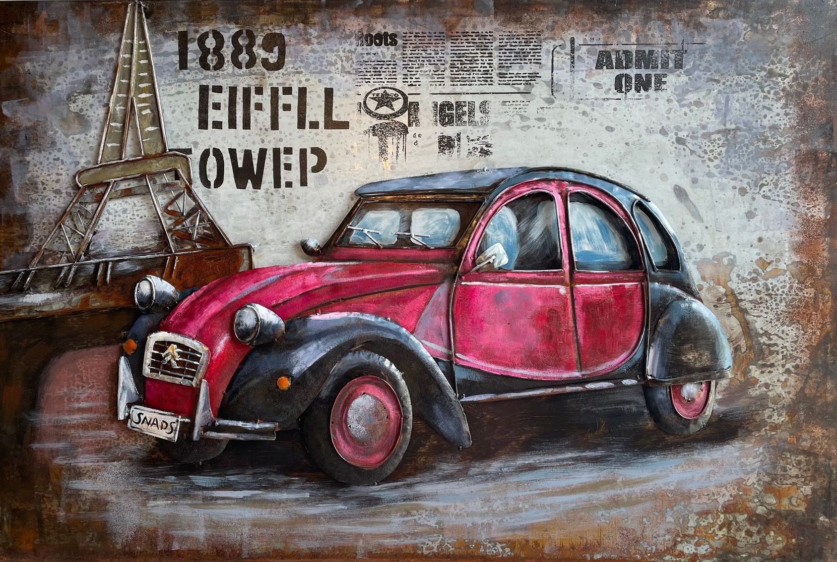 Cadre métal 3DCitröen 2CV Au Logis Ameublements