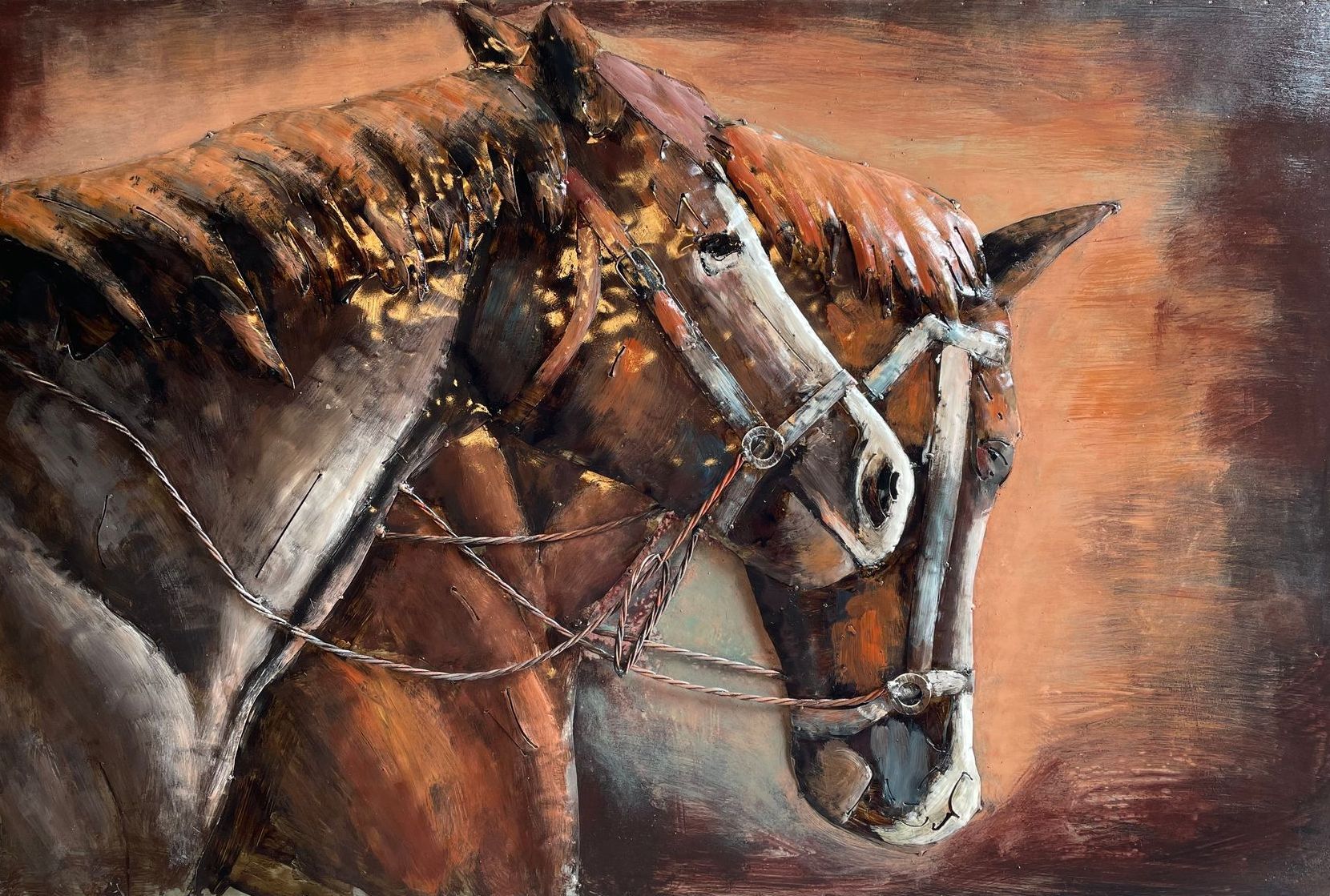 Cadre métal 3D Chevaux Au Logis Ameublements