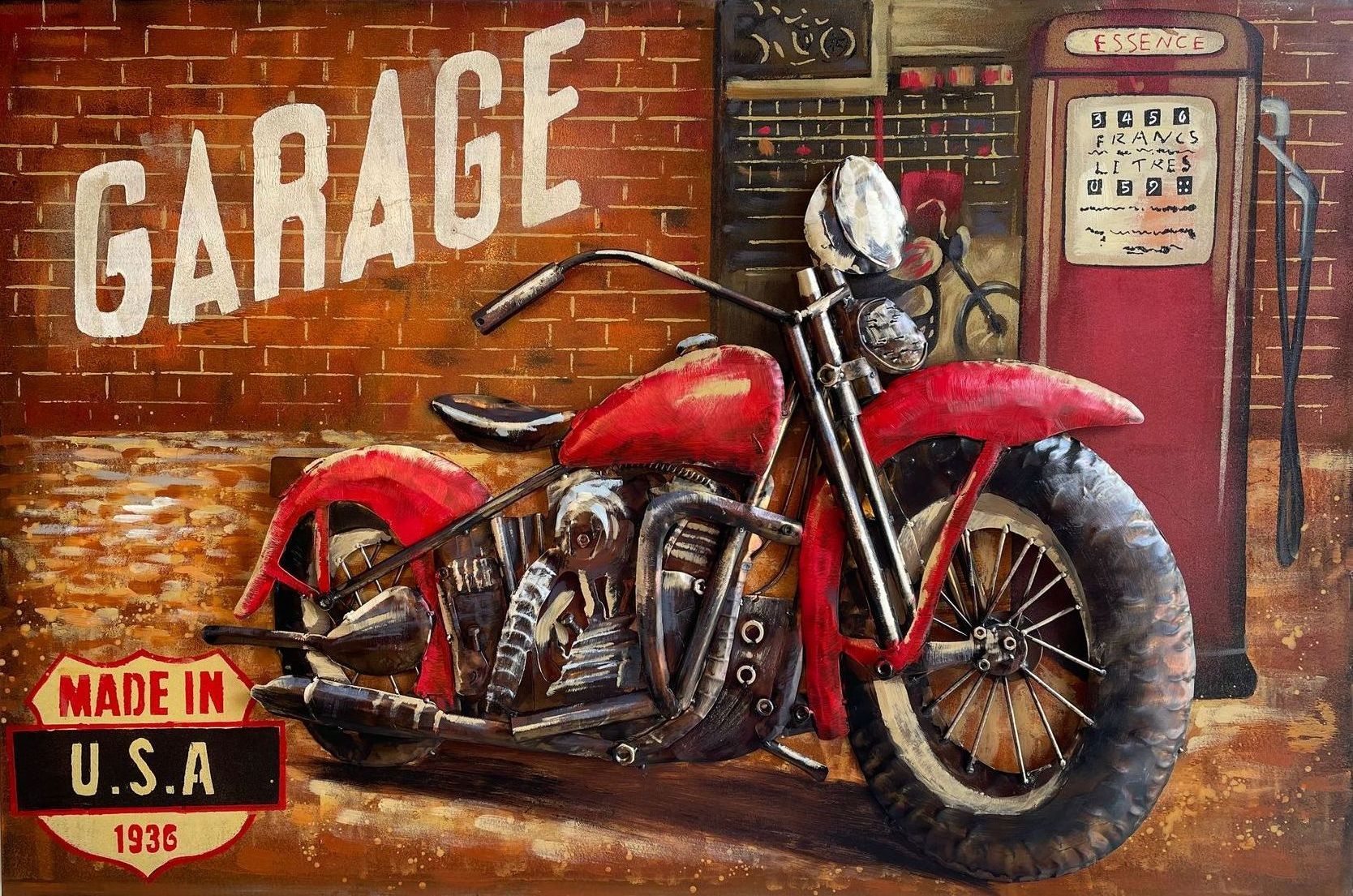 Cadre métal 3D Moto rouge Au Logis Ameublements