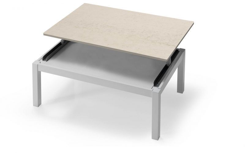 Table basse plateau rectangulaire céramique métal relevable Millenium Pure Designs Espagne