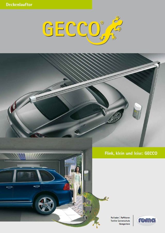 Brenig Instandsetzungs GmbH – Werbeflyer für Garagentor, Sportwagen fährt in Garage