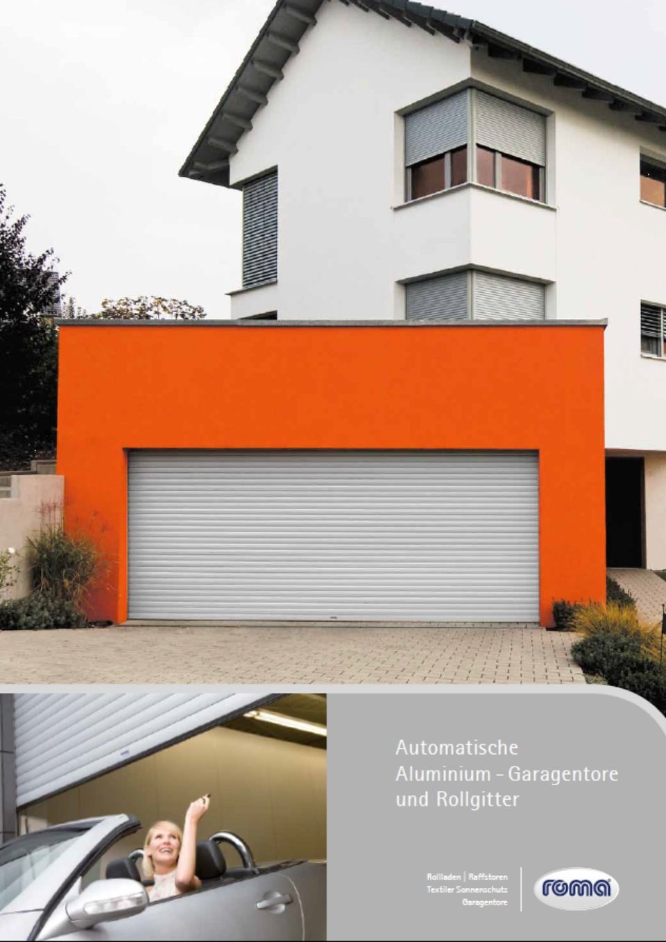 Brenig Instandsetzungs GmbH – eine große Garage in Orange mit einem breiten, silbernen Garagentor