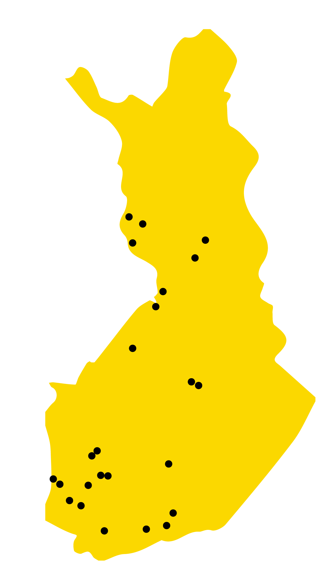 Paikkakuntia, jossa olemme työskennelleet