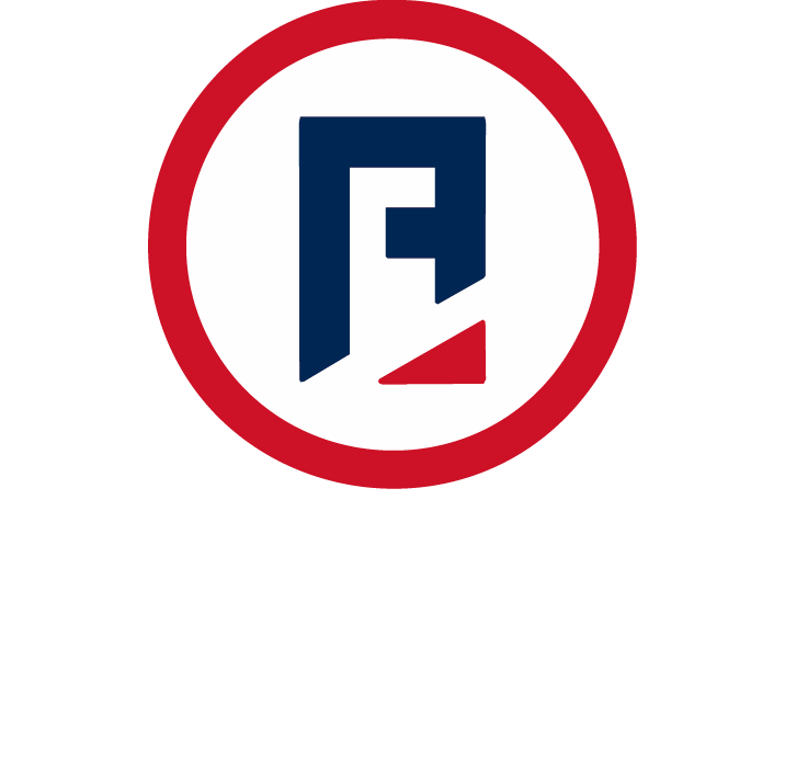 Lettre « R » bleue et rouge à l'intérieur d'un cercle rouge.