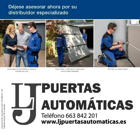 Un anuncio de puertas automáticas en español.