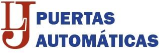 Un logotipo azul y rojo para puertas automáticas.