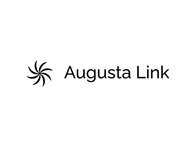 El logotipo de Augusta Link es blanco y negro y tiene una estrella en el medio.