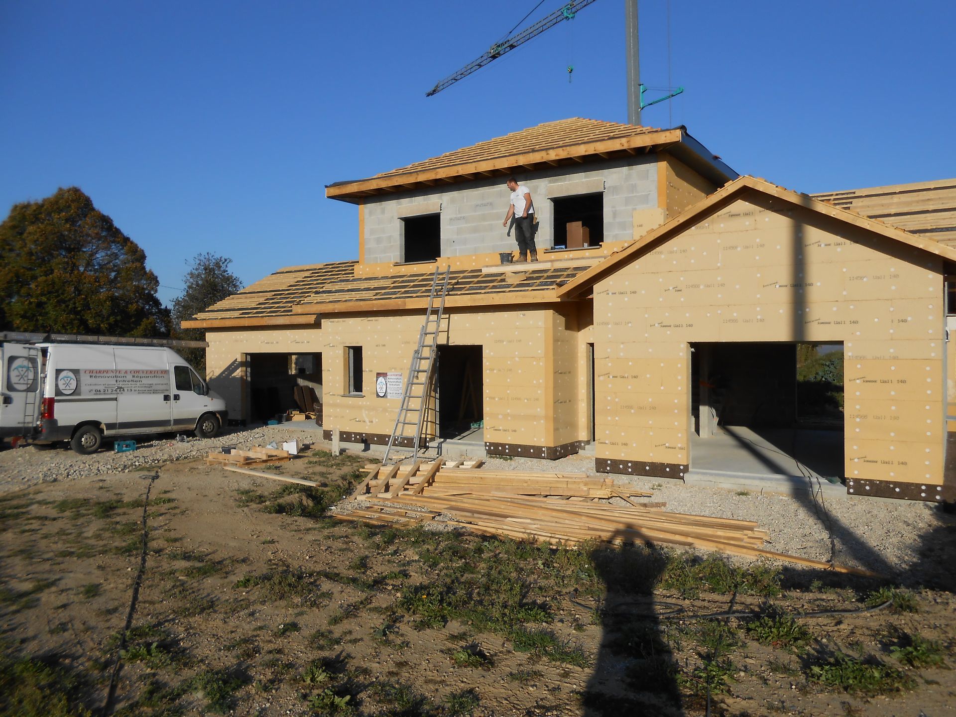 Installation de fermette en bois