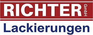Logo for Richter, a company, with the word "Lackierungen" below.