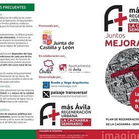Cartel en español sobre el plan de regeneración urbana de La Cacharra, con logotipos institucionales y texto informativo.