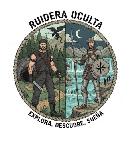 Gráfico circular: Dos figuras en diferentes situaciones. Una empuña una espada, la otra una lanza. Borde de cuerda, texto: 
