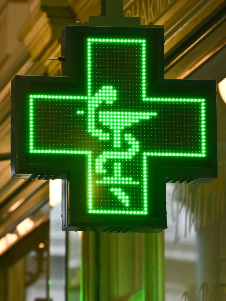 Croix lumineuse de pharmacie avec affichage LED