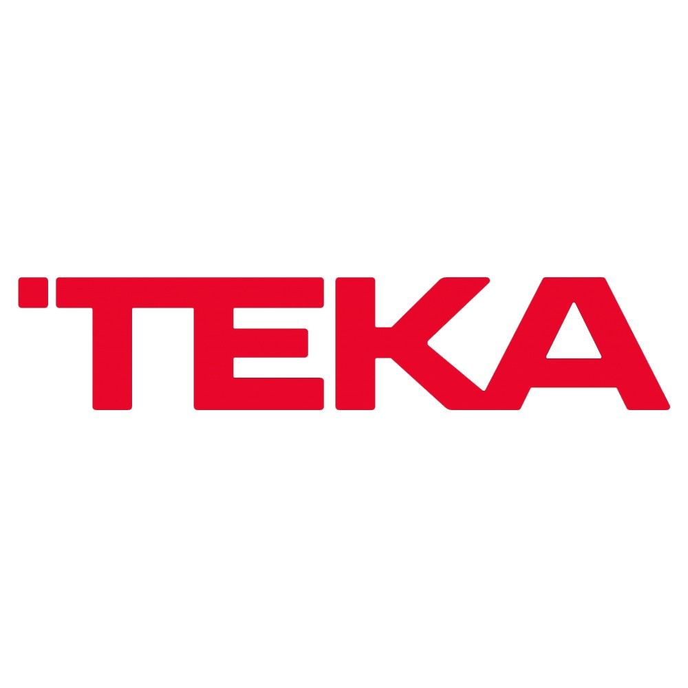 Logotipo "TEKA" rojo sobre fondo blanco.