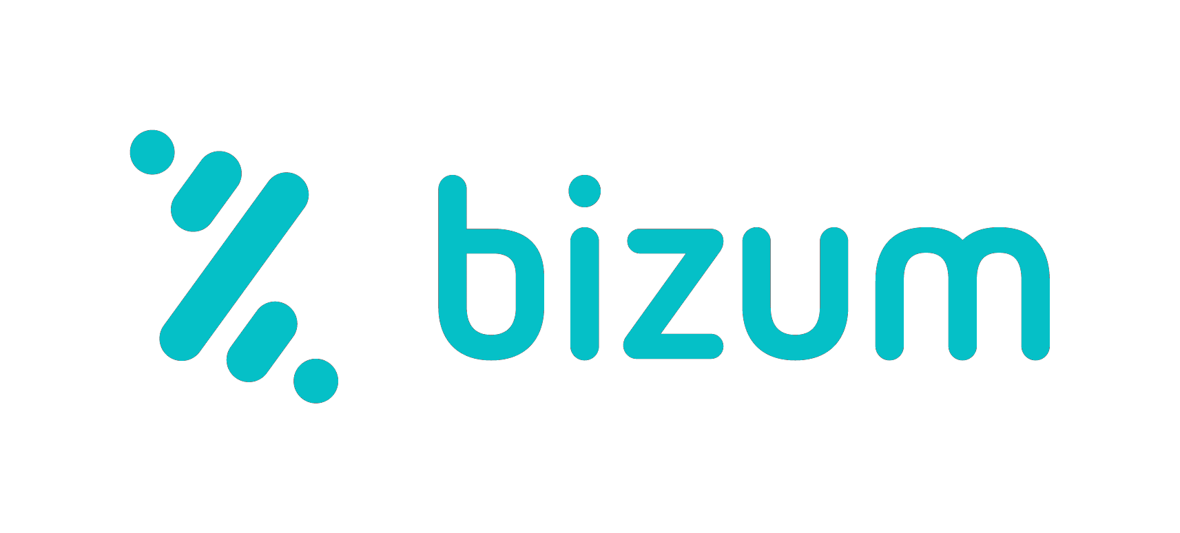 Logotipo de Bizum: diseño abstracto y denominativo en color turquesa sobre fondo blanco.