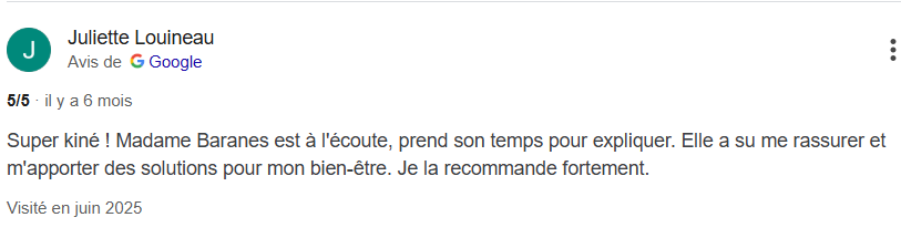 Avis Google de Juliette Louineau
