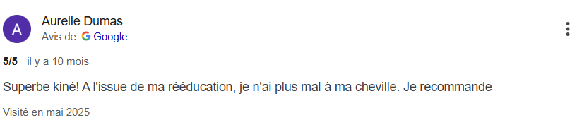 Avis Google d'Aurélie Dumas