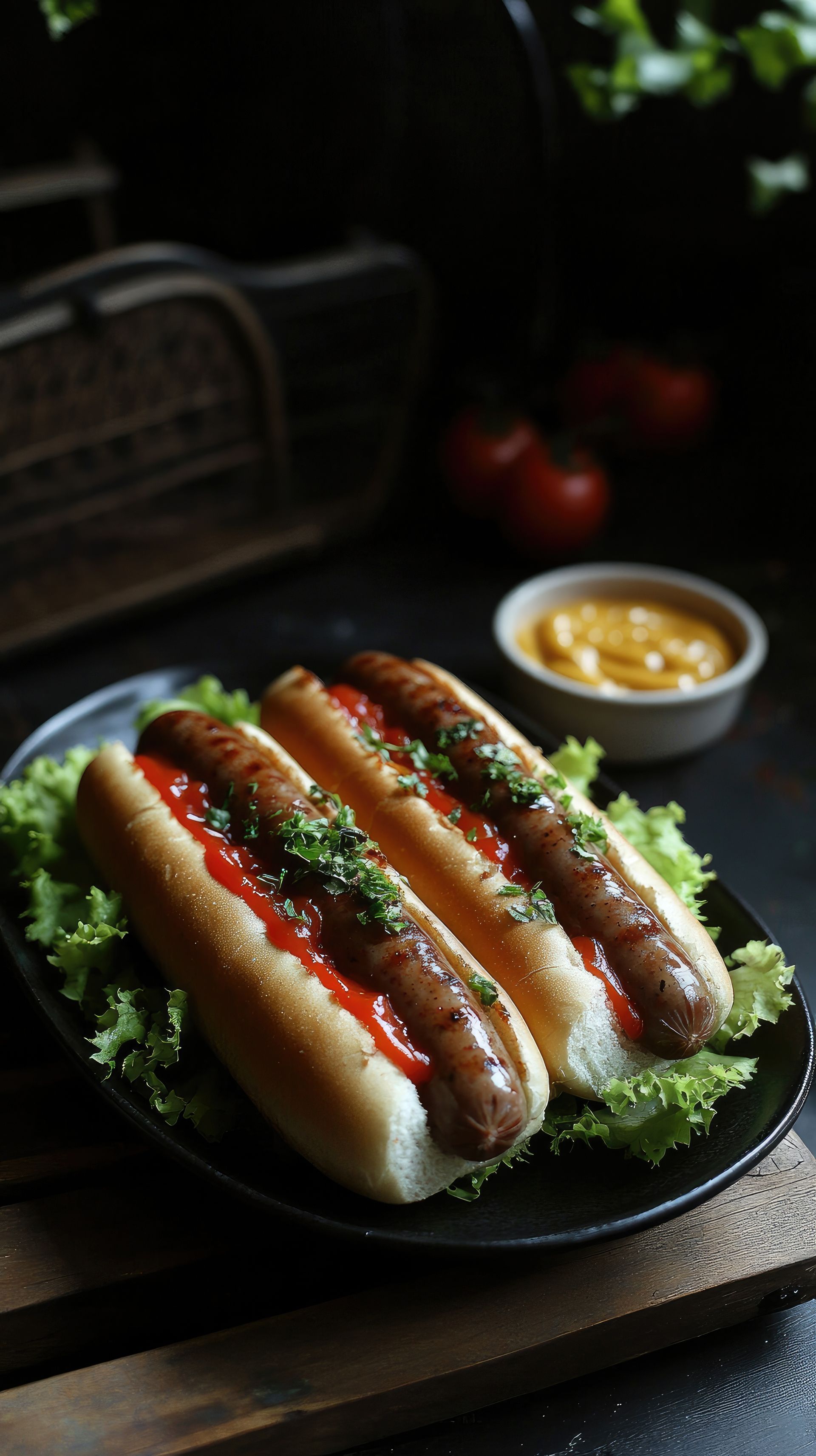 Deux hot-dogs dans une assiette