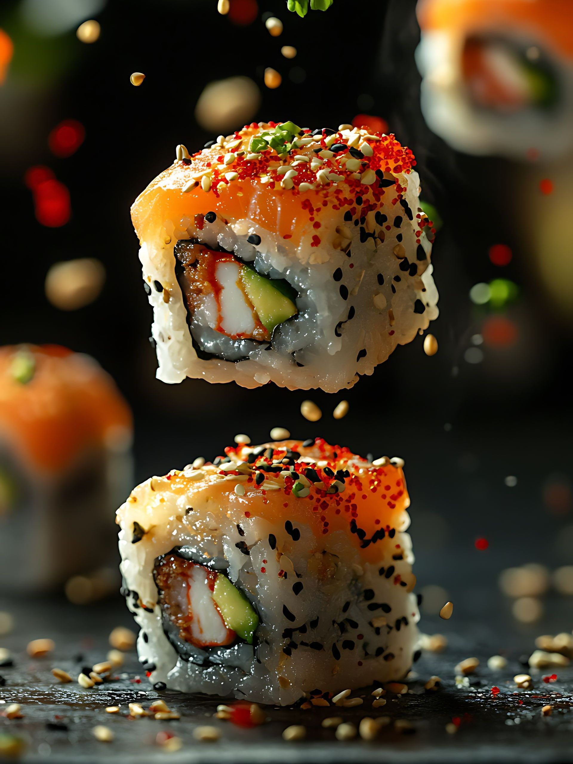 Deux makis au saumon et avocat