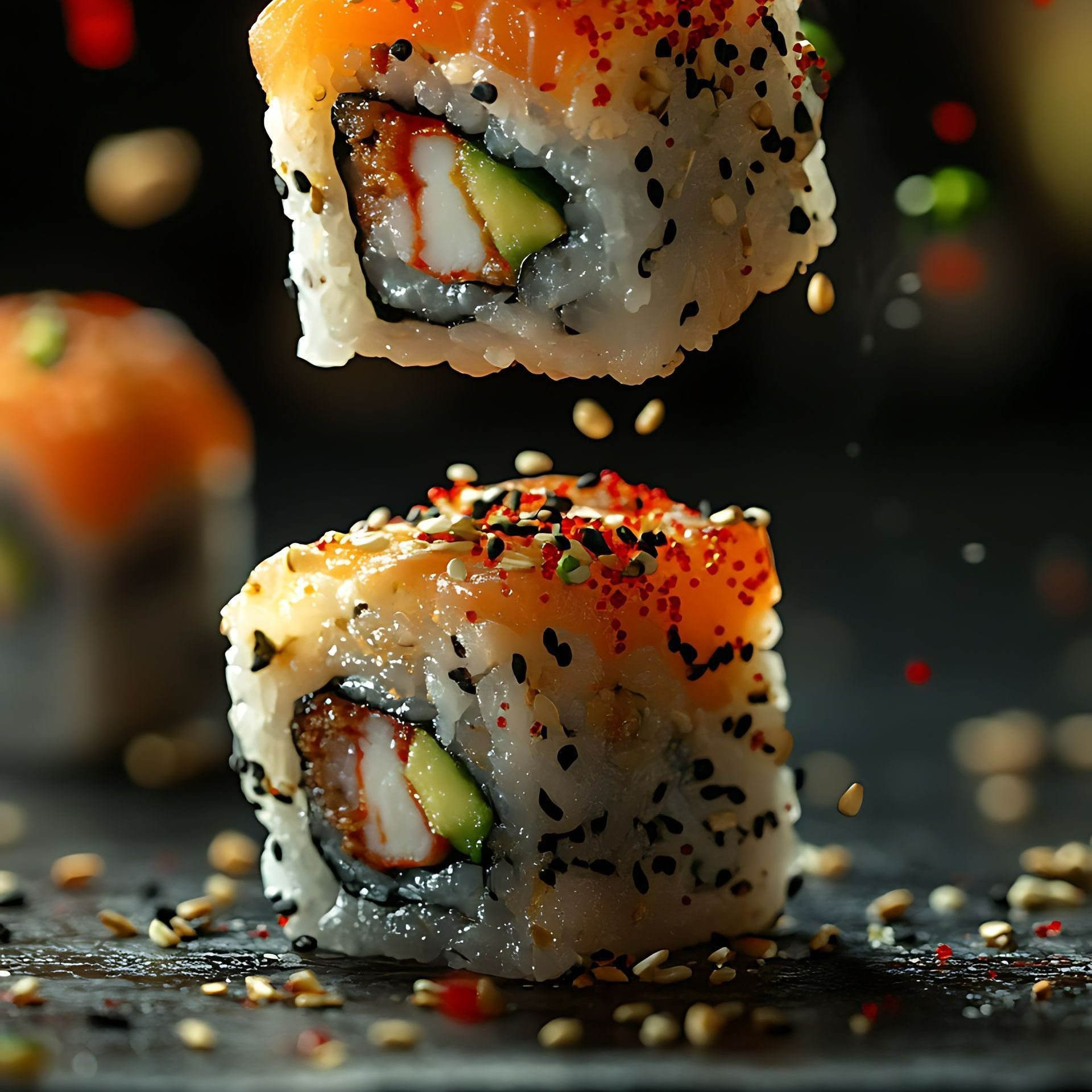 Deux makis au poisson et à l'avocat