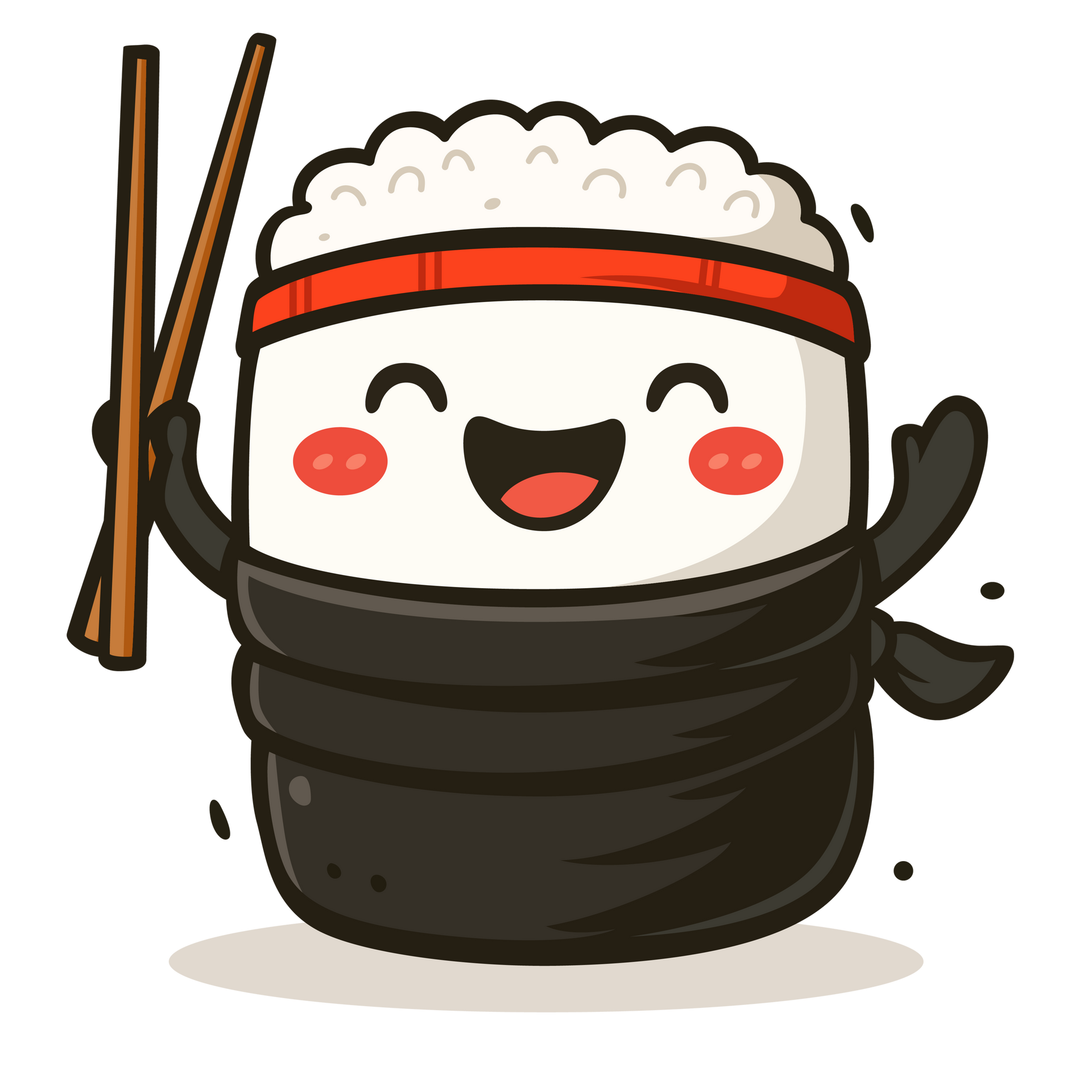 Dessin d'un maki avec des baguettes