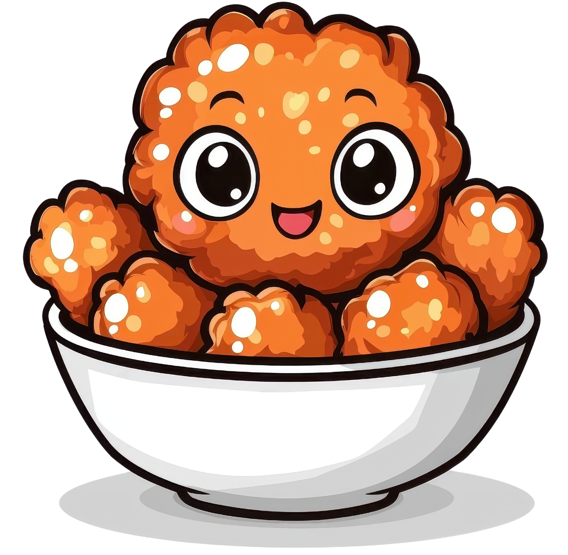 Dessin d'un bol de nuggets avec des yeux