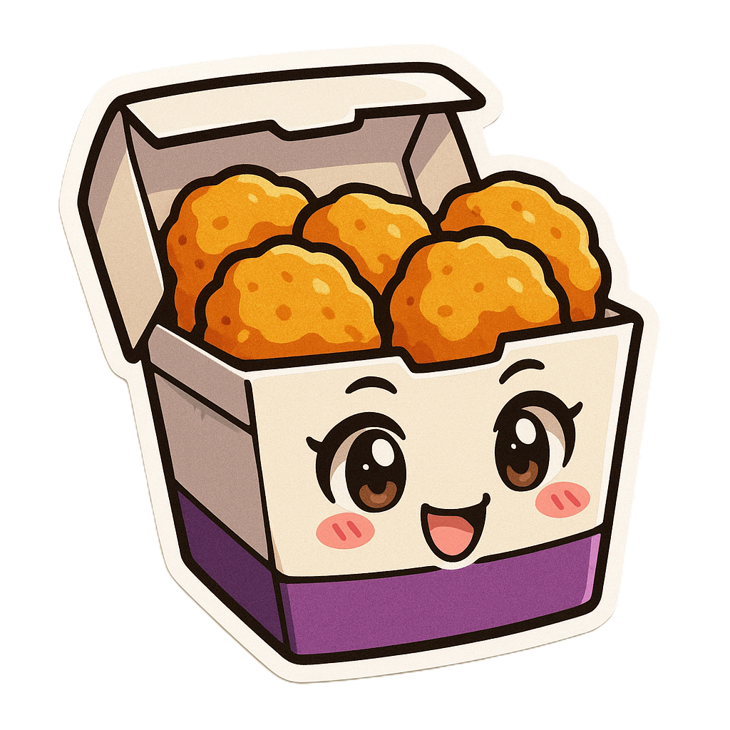 Dessin d'une barquette de nuggets avec des yeux et un sourire