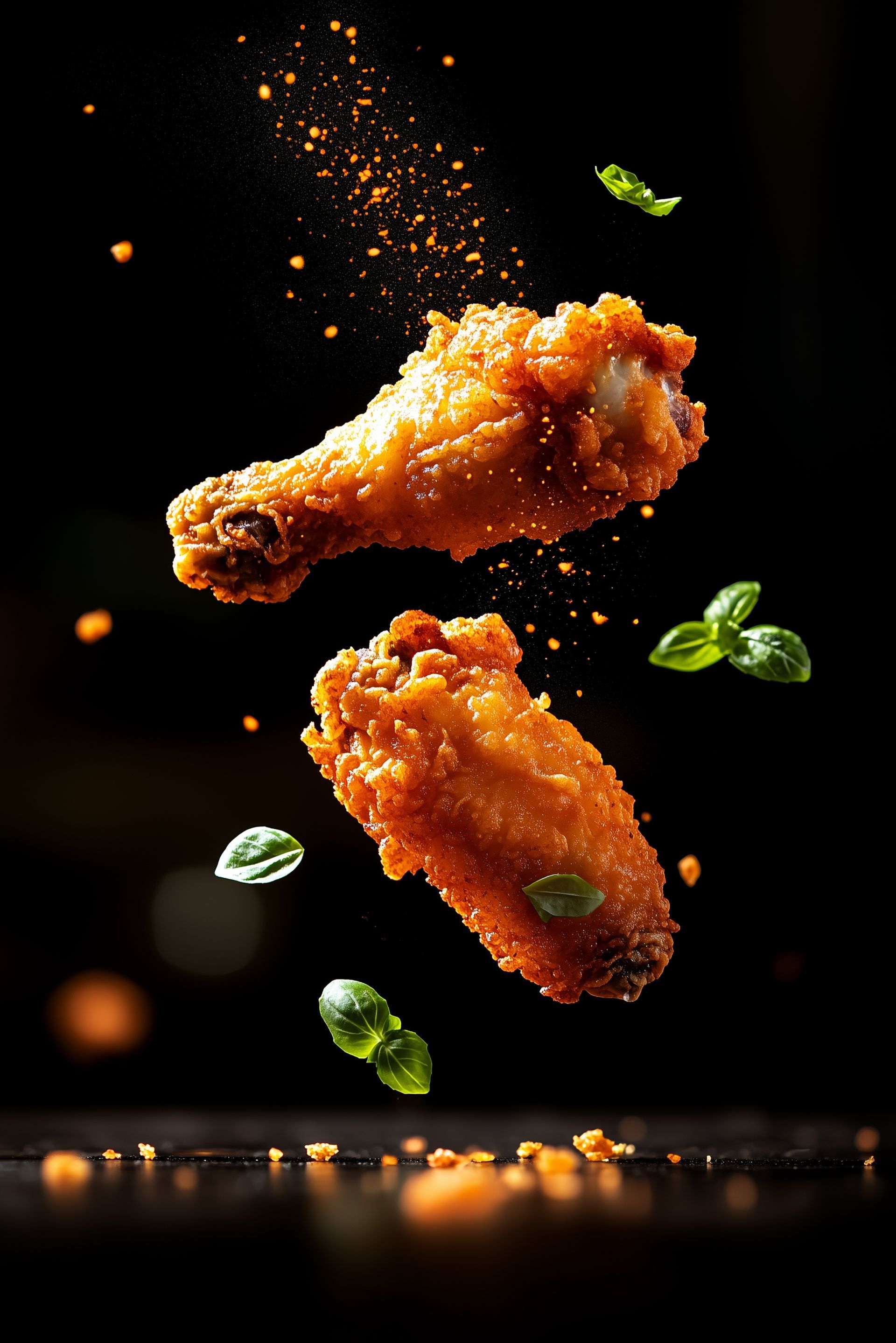 Des cuisses de poulets frits volantes