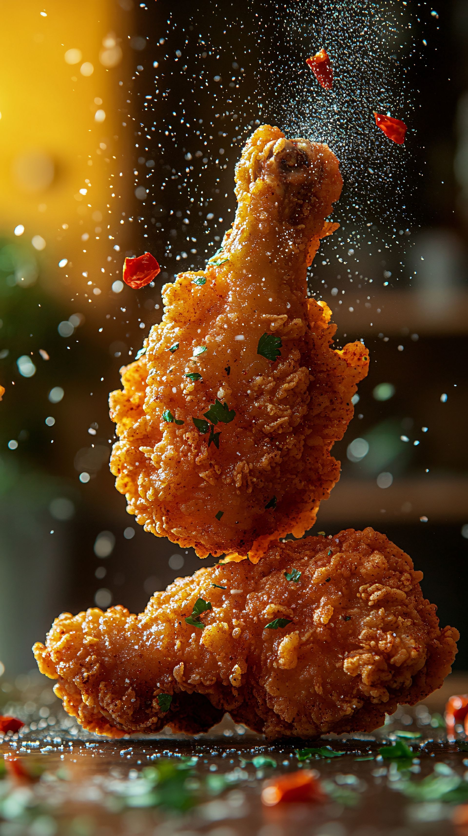 Deux cuisses de poulet frits