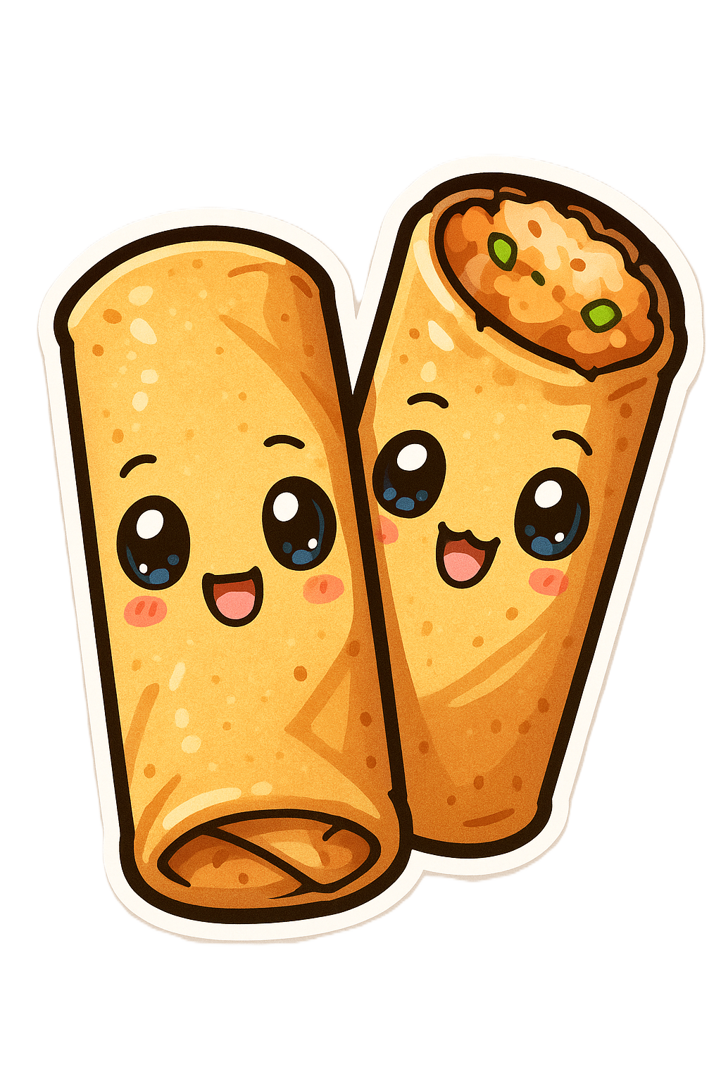 Deux nems au poulet avec des yeux
