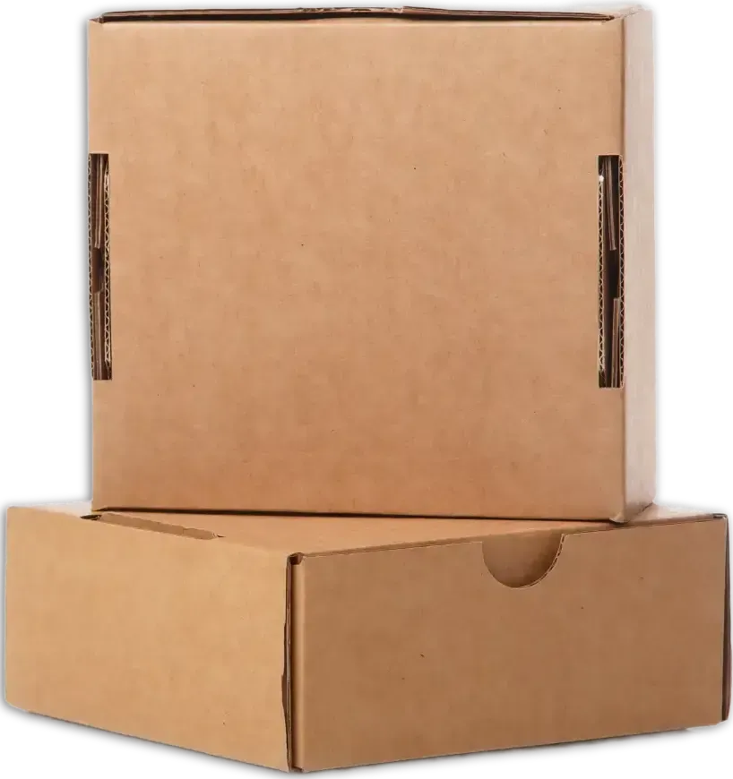 Two cardboard boxes are stacked on top of each other