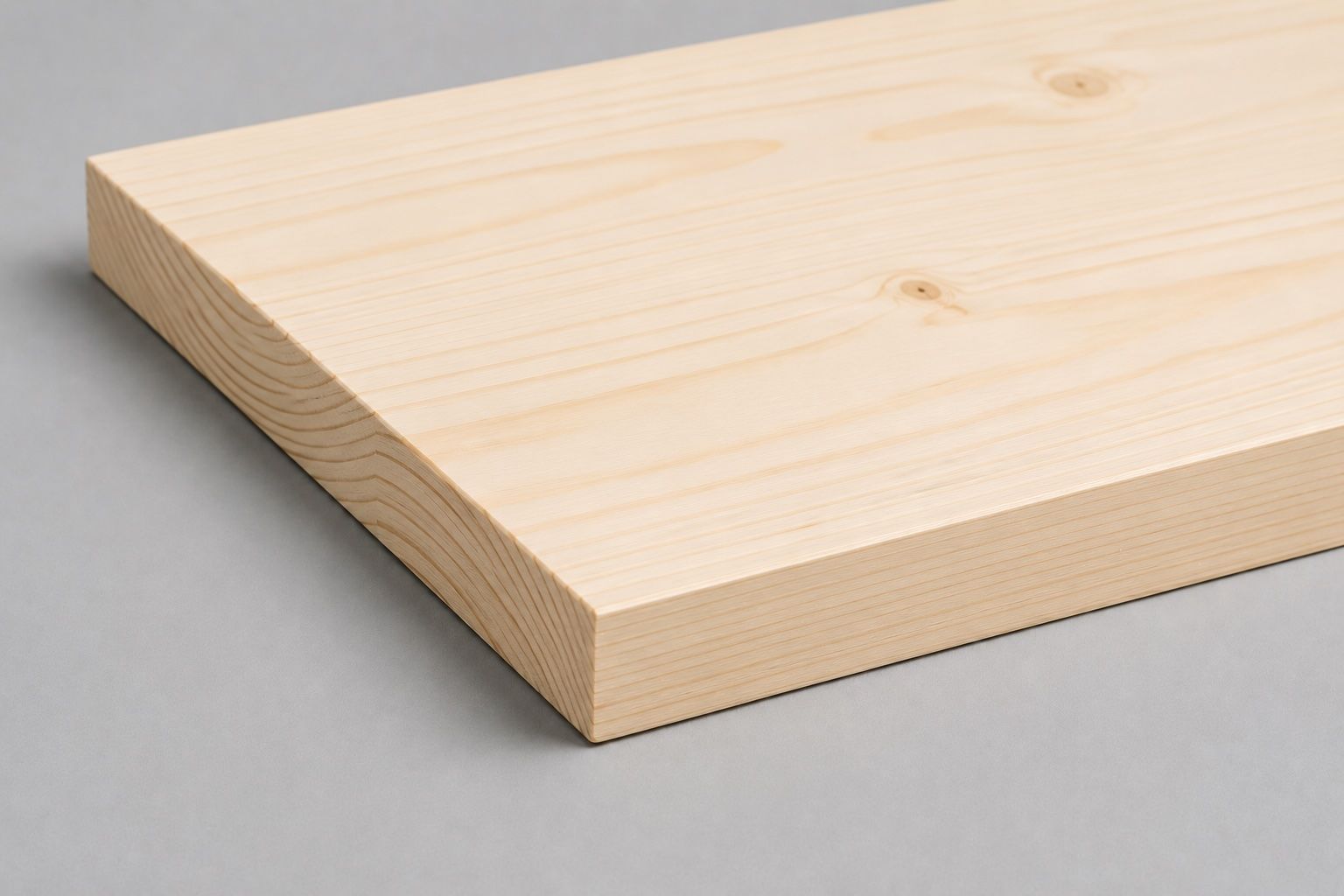 Hellfarbene Holzplanke auf grauem Hintergrund