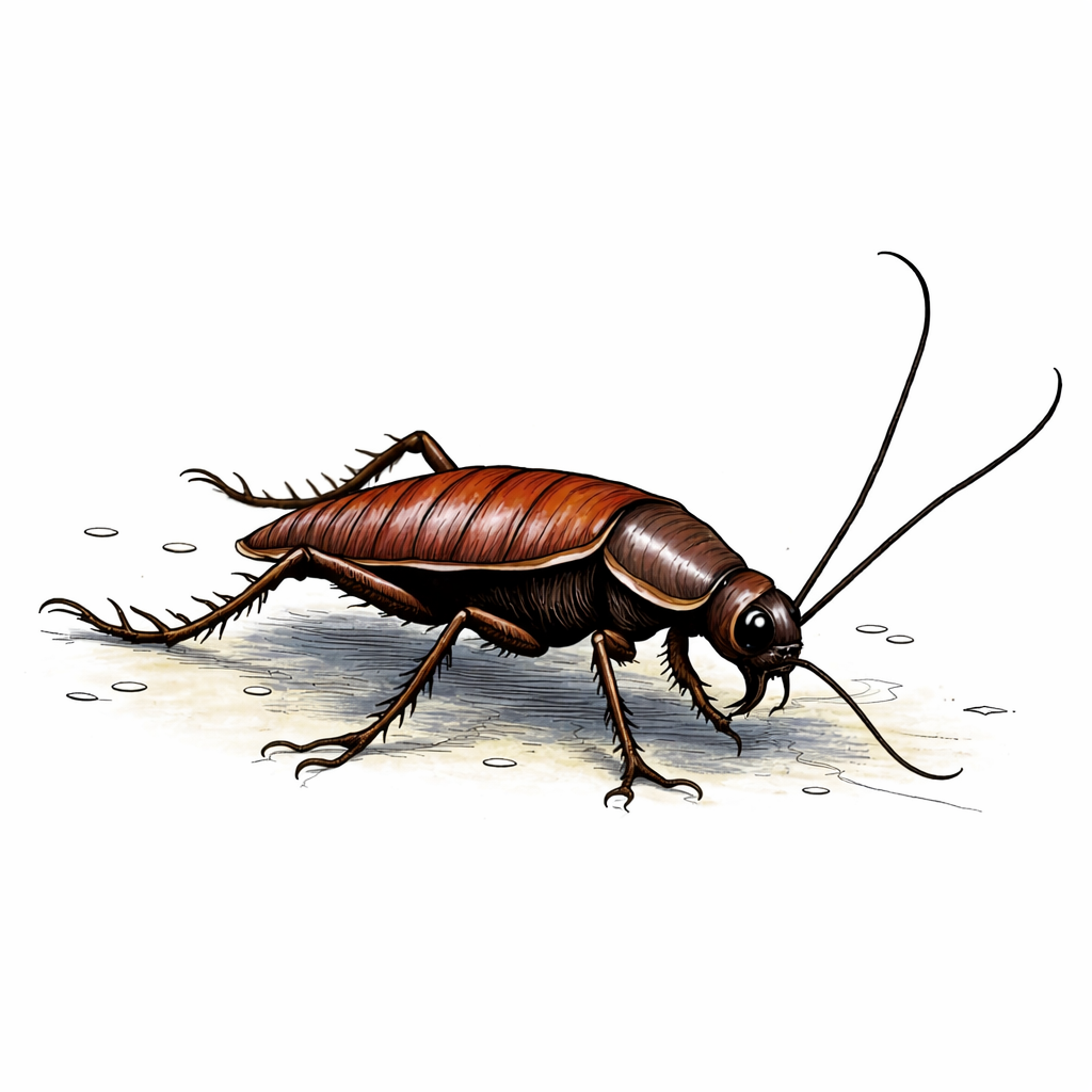 Cafard aux longues antennes rampant sur une surface.
