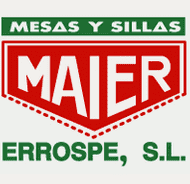 Logotipo con texto verde y rojo: &laquo;MESAS Y SILLAS MAIER ERROSPE, S.L.&raquo;