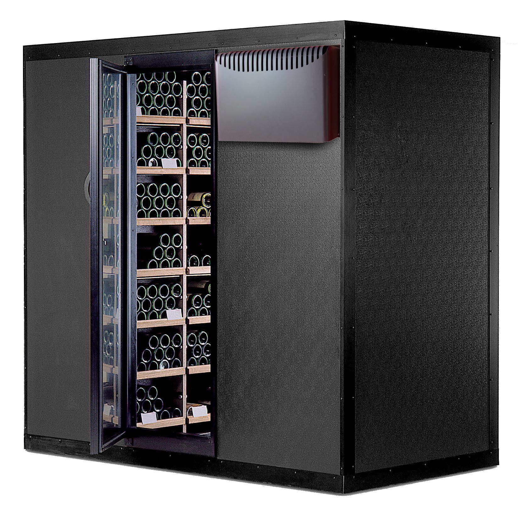 Cave à vin avec portes vitrées chez un particulier