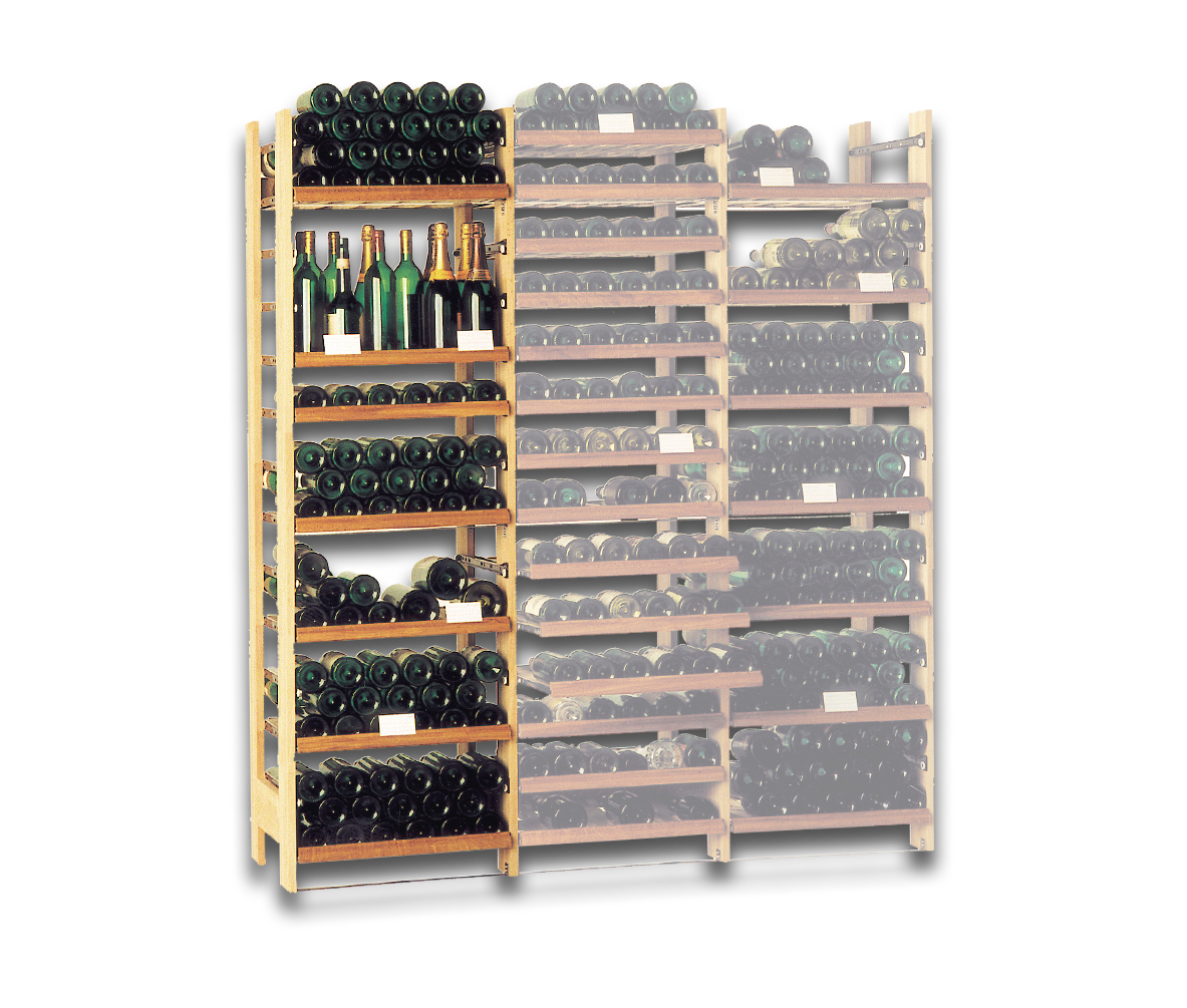 Un ensemble de rangement de bouteilles avec tiroirs coulissants