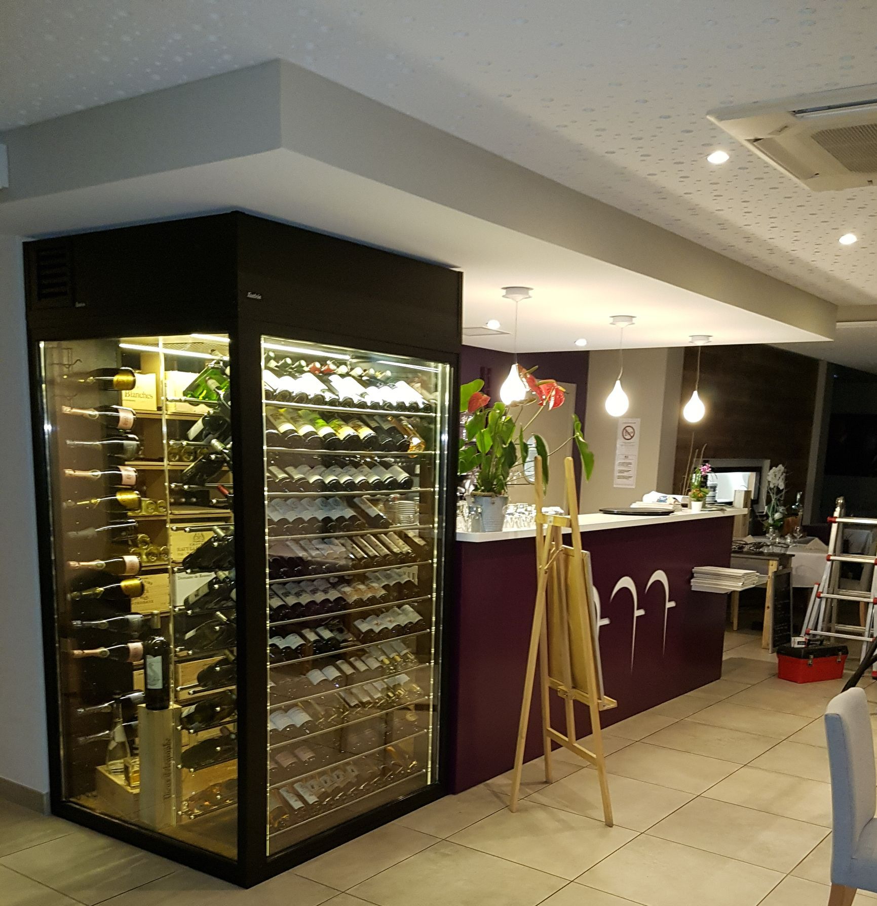 Vitrine à vin avec éclairage LED coloré