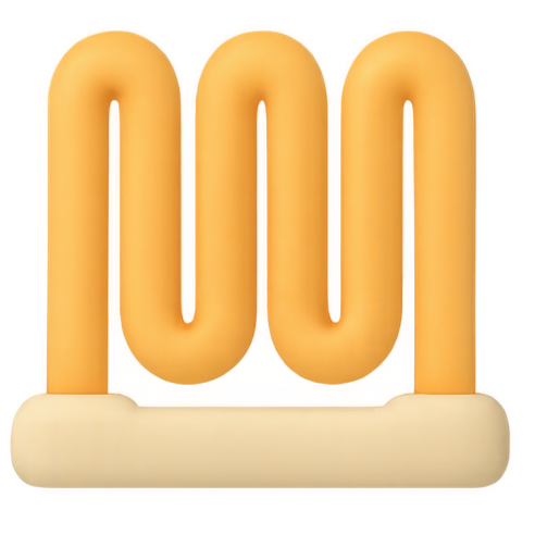 Motif à lignes ondulées jaunes et orange sur fond crème.