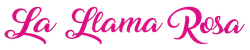 Las palabras "La Llama Rosa" escritas en una fuente cursiva de color magenta sobre un fondo blanco.