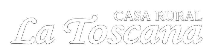 Logotipo para "Casa Rural La Toscana" en letra cursiva blanca.