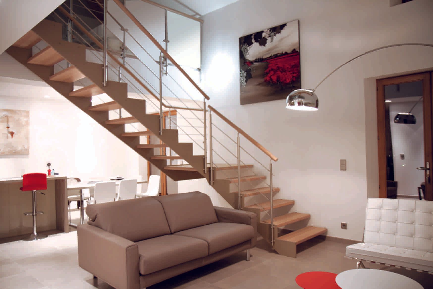 escalier limon droit bois natur