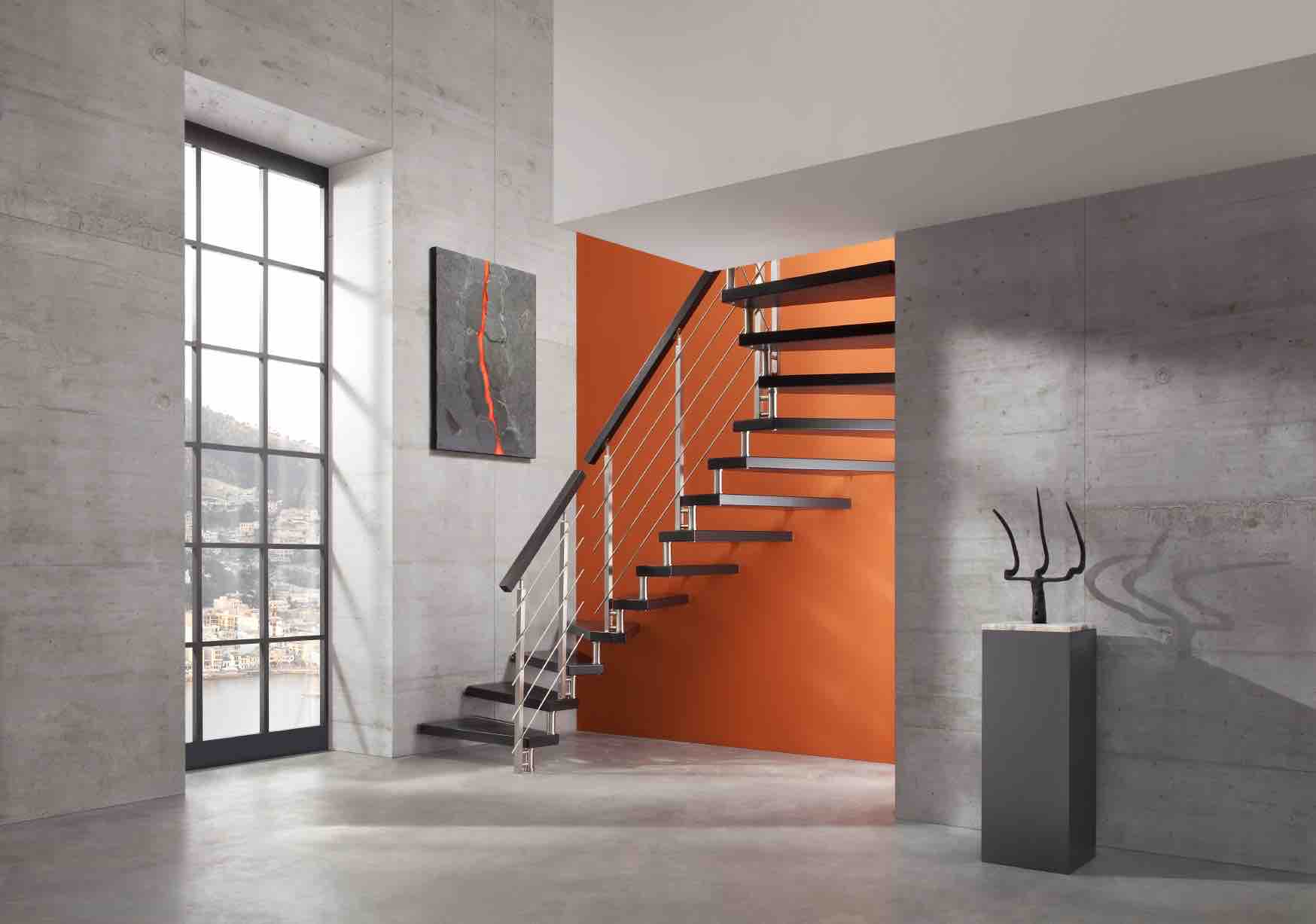 escaliers fond orange
