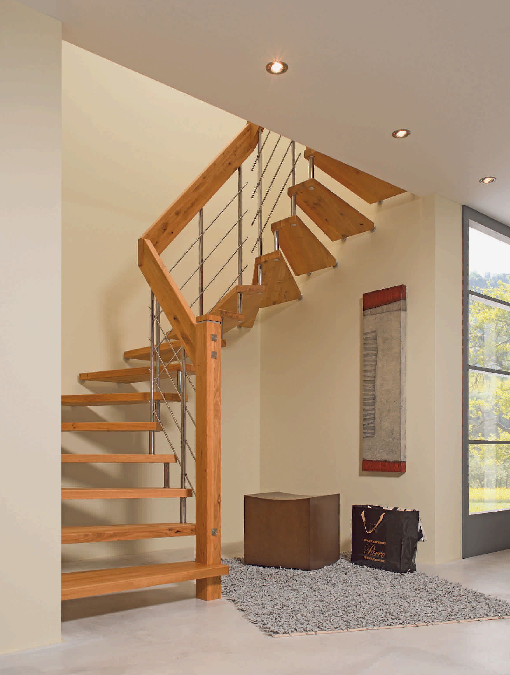 escaliers effet losange bois