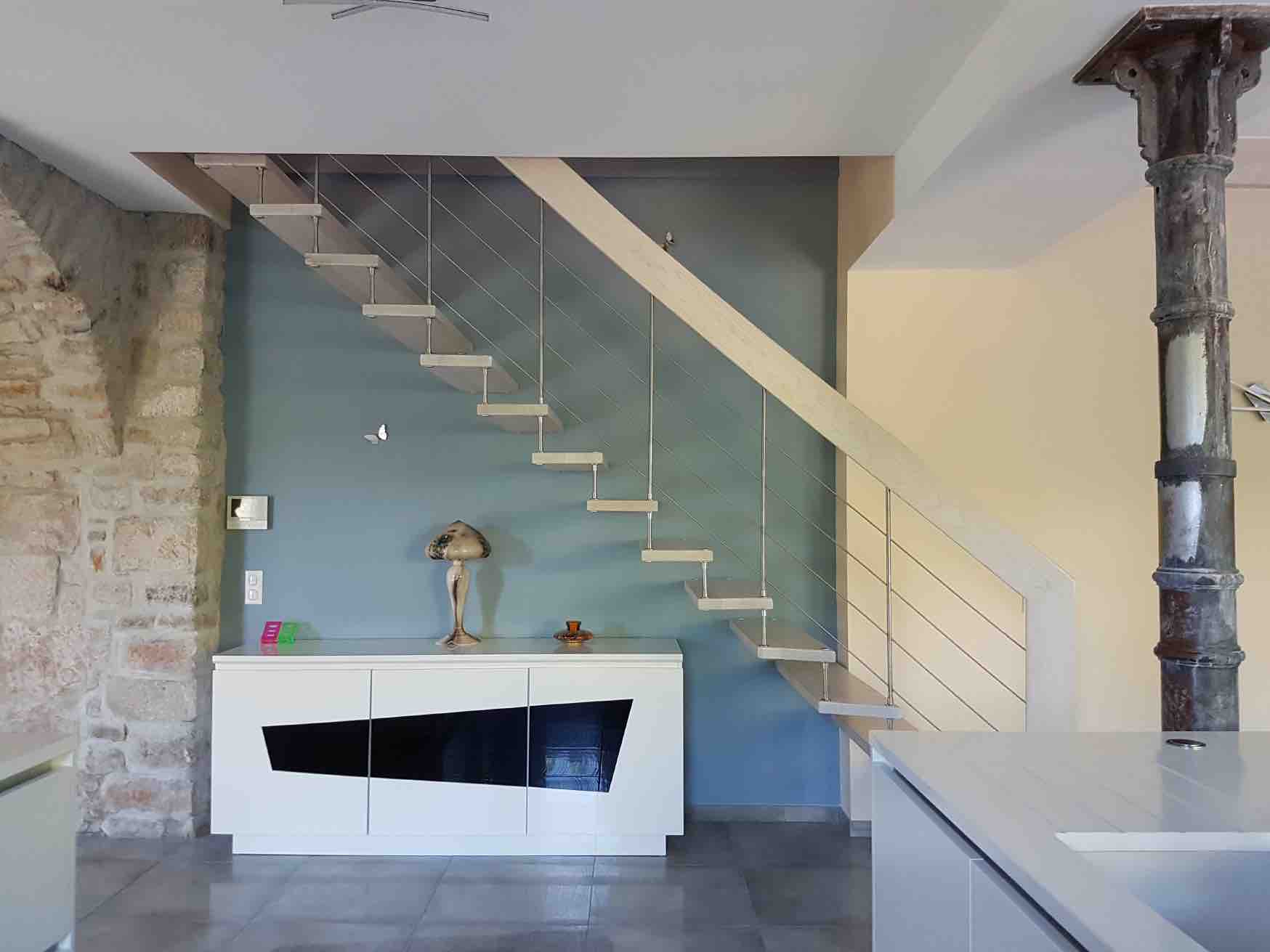 escaliers fond bleu fonce