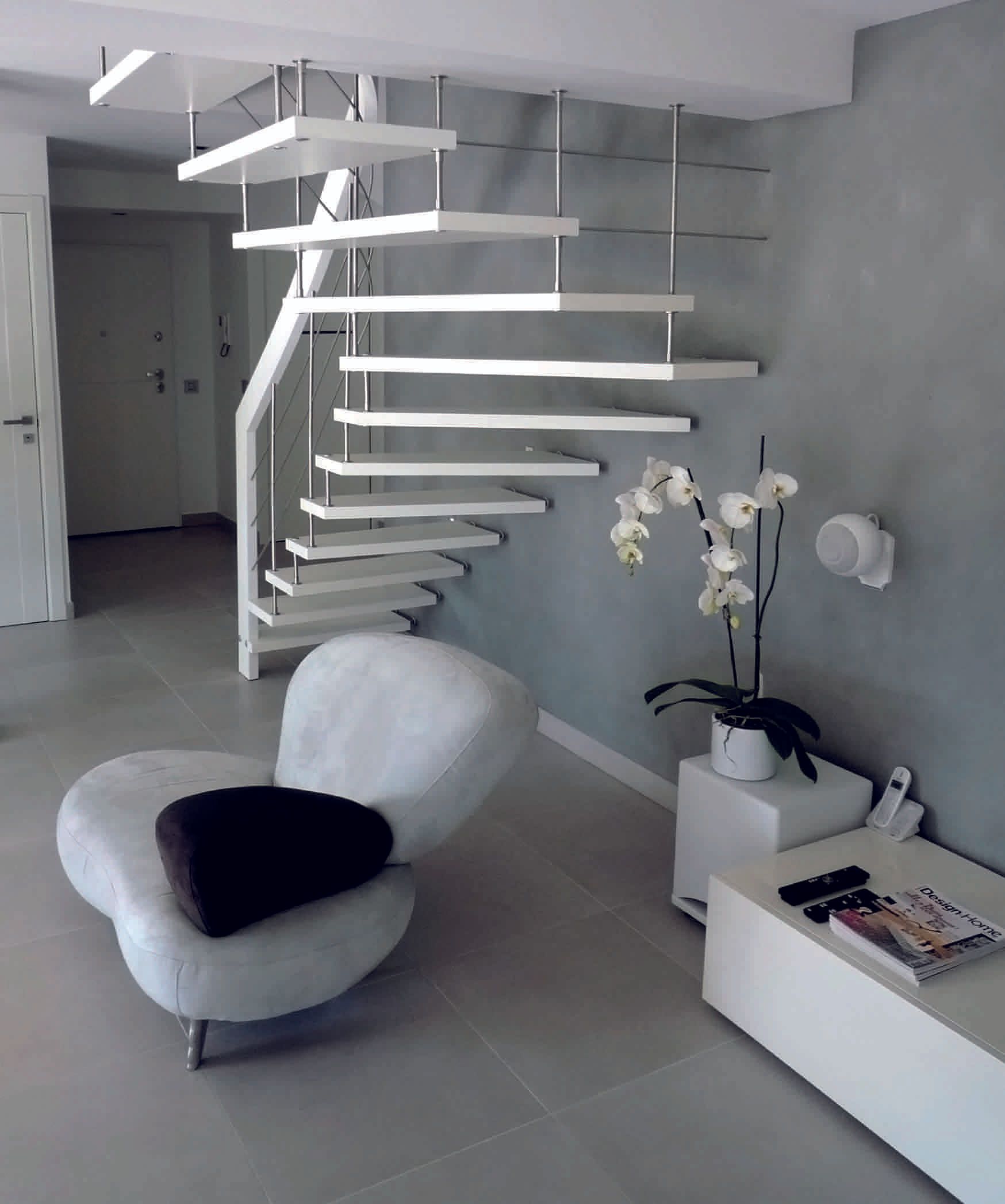 escaliers effet arrière blanc