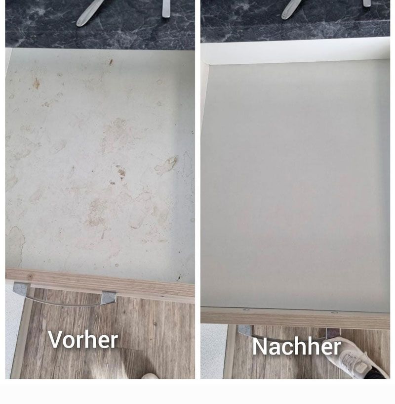 Ein Vorher-Nachher-Bild der Reinigung