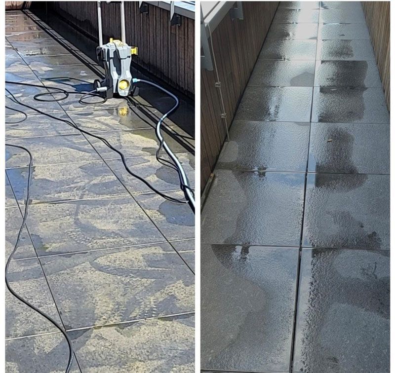 Ein Vorher-Nachher-Bild der Reinigung