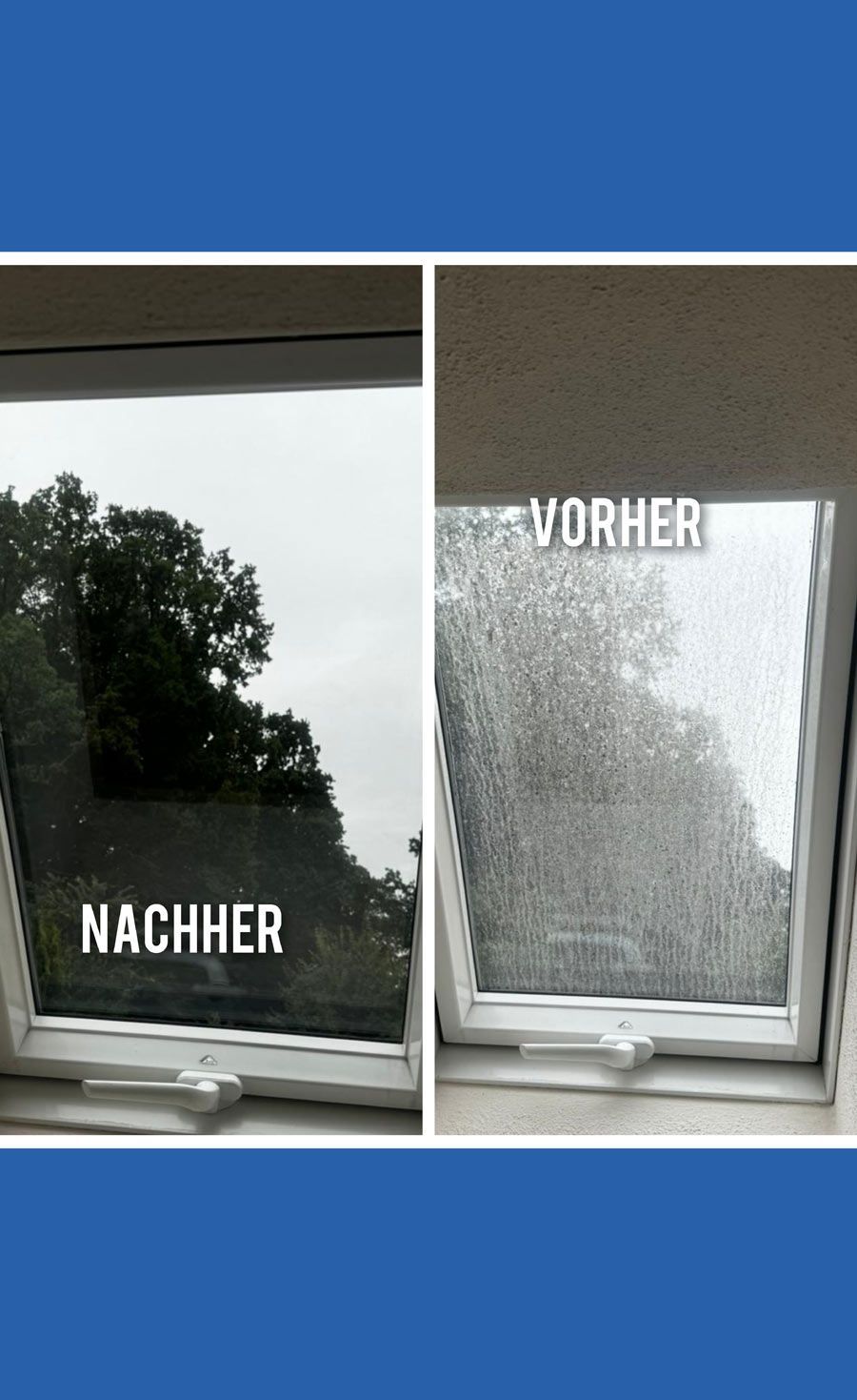 Ein Vorher-Nachher-Bild eines Dachfensters.
