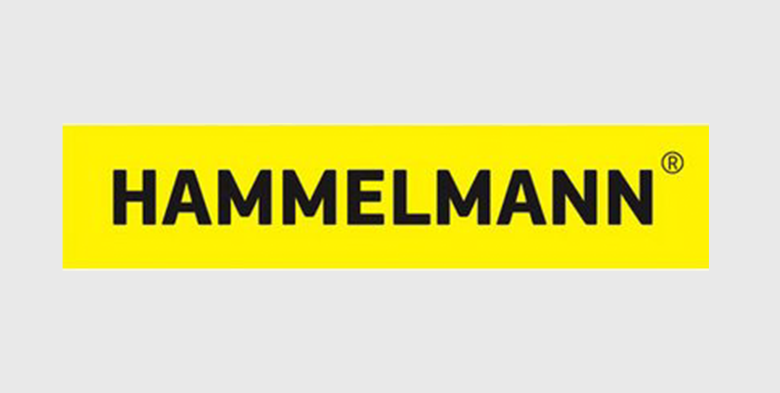 Gelbes Hammelmann-Logo mit schwarzem Text auf hellgrauem Hintergrund