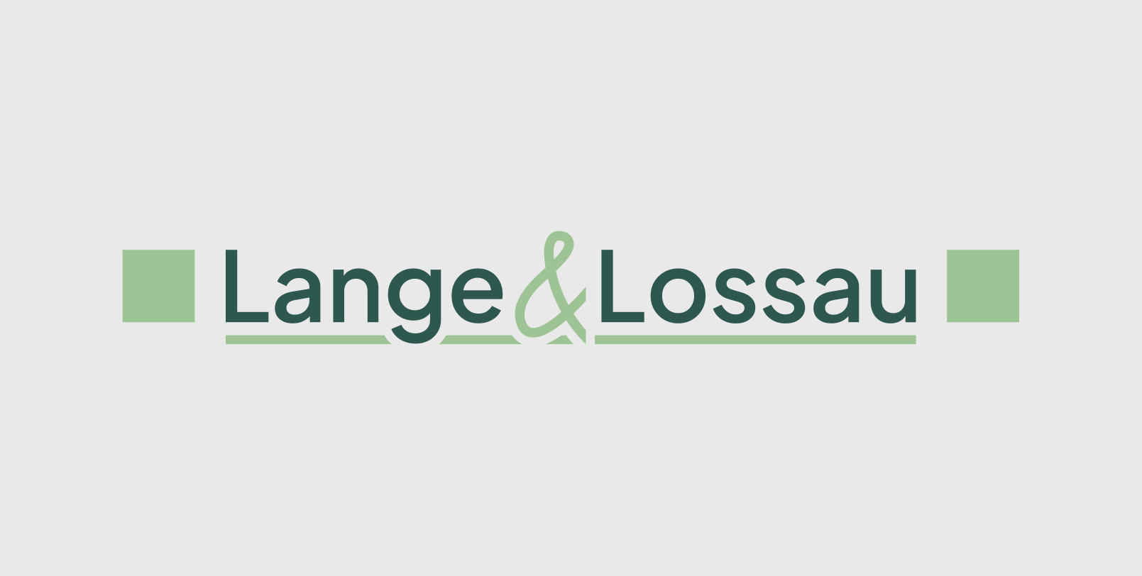 Lange-&-Lossaum-Logo in Grün mit stilisiertem kaufmännischem Und und kleinen grünen Quadraten auf weißem Hintergrund